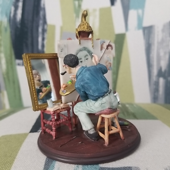 Norman Rockwell Triple Self-Portrait Figurine 1999 90's Grossman Creations - Picture 1 of 15